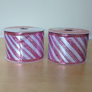 Celebrate It Pink and White Glitter Ribbon